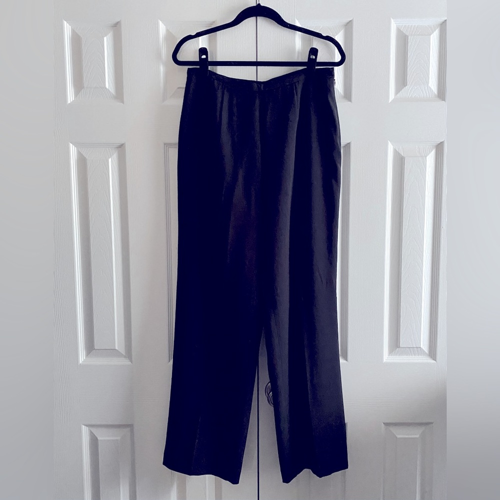 KASPER CREPE CLEAN LINE WIDE LEG PANTS OFFICE CHIC ELEGANT MINIMALIST Black 12